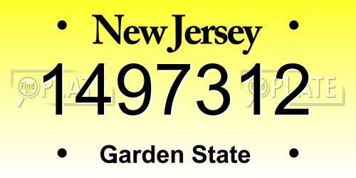 1497312 New Jersey License Plate