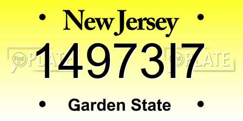 14973I7 New Jersey License Plate
