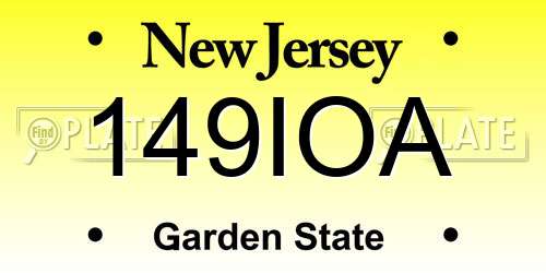 149IOA New Jersey License Plate