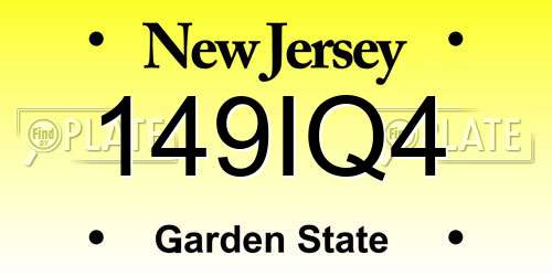 149IQ4 New Jersey License Plate