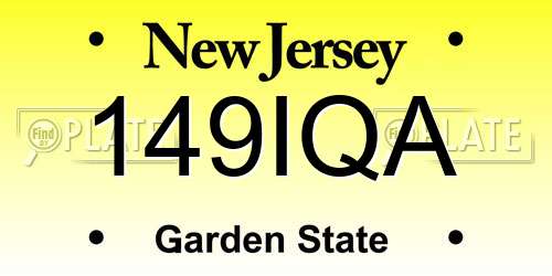 149IQA New Jersey License Plate