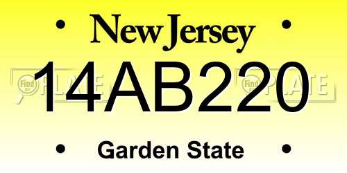 14AB220 New Jersey License Plate