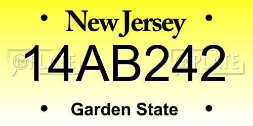 14AB242 New Jersey License Plate