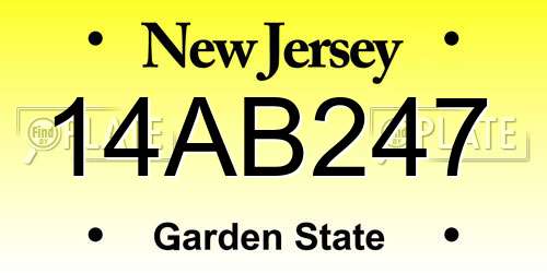 14AB247 New Jersey License Plate