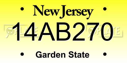 14AB270 New Jersey License Plate