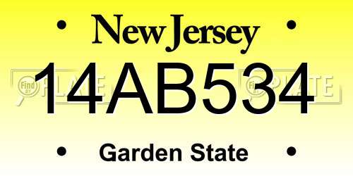 14AB534 New Jersey License Plate