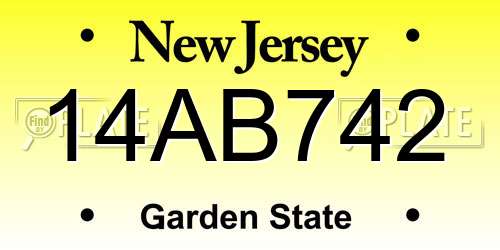 14AB742 New Jersey License Plate