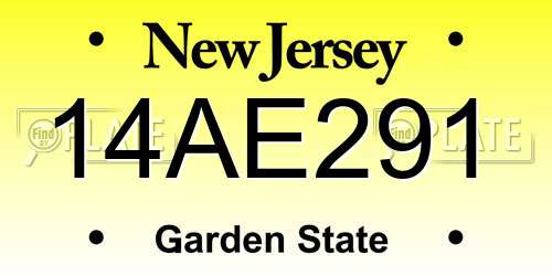 14AE291 New Jersey License Plate