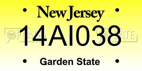 14AI038 New Jersey License Plate