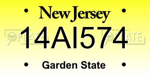 14AI574 New Jersey License Plate