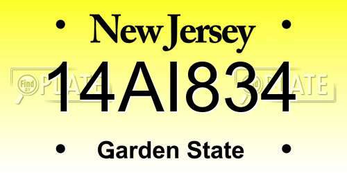 14AI834 New Jersey License Plate