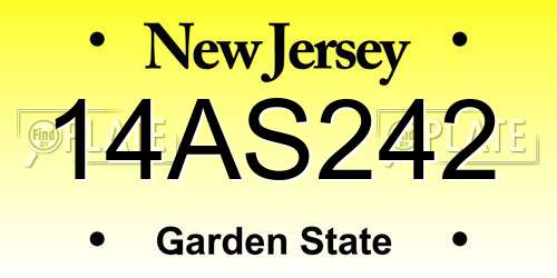 14AS242 New Jersey License Plate