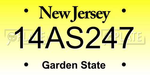 14AS247 New Jersey License Plate
