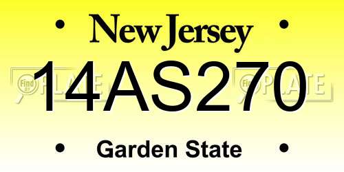 14AS270 New Jersey License Plate
