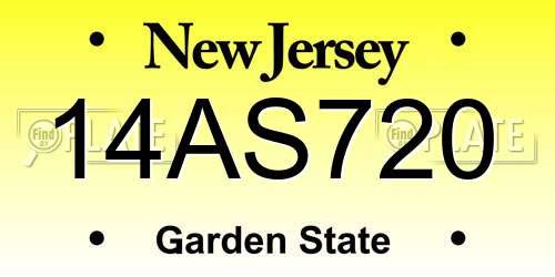 14AS720 New Jersey License Plate