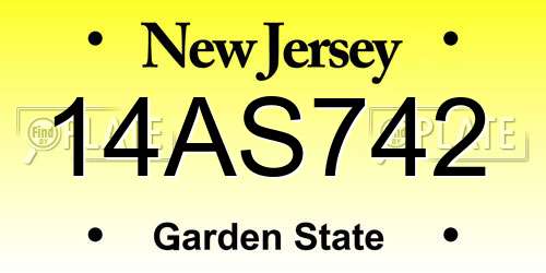 14AS742 New Jersey License Plate