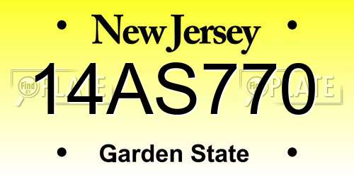 14AS770 New Jersey License Plate