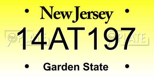 14AT197 New Jersey License Plate