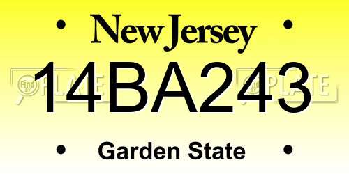 14BA243 New Jersey License Plate