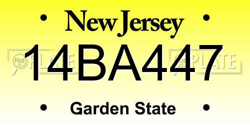 14BA447 New Jersey License Plate