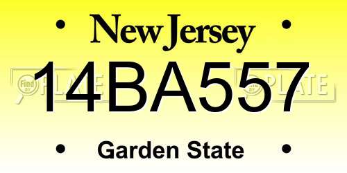 14BA557 New Jersey License Plate