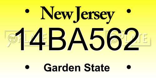 14BA562 New Jersey License Plate