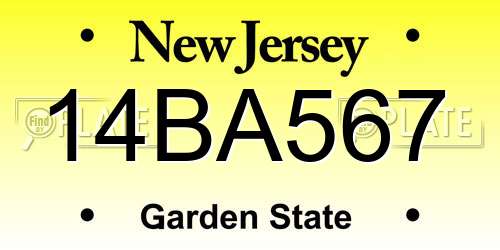 14BA567 New Jersey License Plate