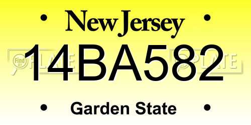 14BA582 New Jersey License Plate
