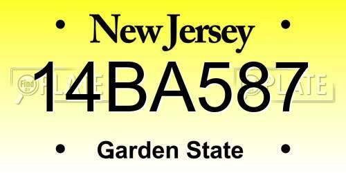 14BA587 New Jersey License Plate