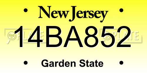 14BA852 New Jersey License Plate