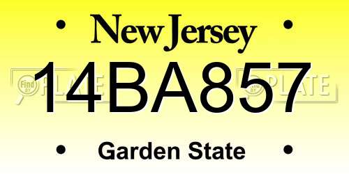 14BA857 New Jersey License Plate