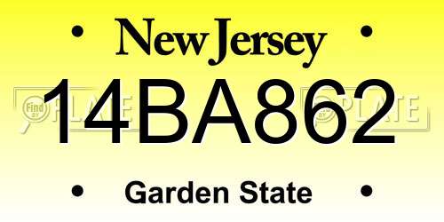 14BA862 New Jersey License Plate