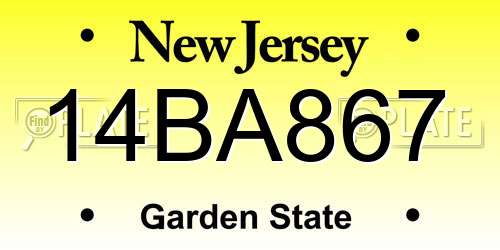 14BA867 New Jersey License Plate