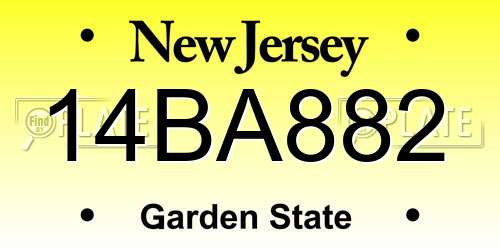 14BA882 New Jersey License Plate