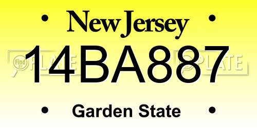 14BA887 New Jersey License Plate