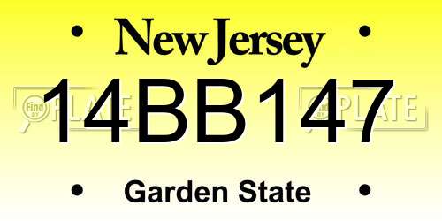 14BB147 New Jersey License Plate