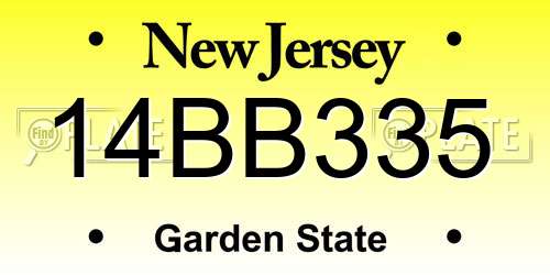 14BB335 New Jersey License Plate