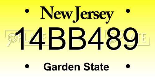 14BB489 New Jersey License Plate