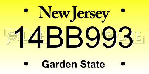 14BB993 New Jersey License Plate