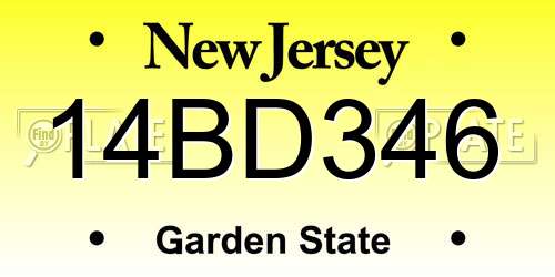 14BD346 New Jersey License Plate