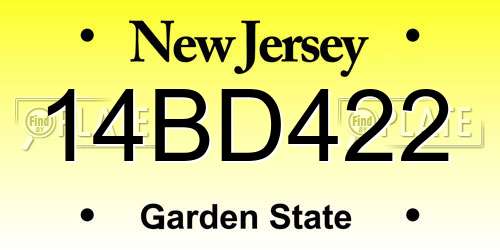 14BD422 New Jersey License Plate