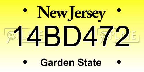 14BD472 New Jersey License Plate