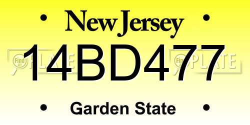 14BD477 New Jersey License Plate
