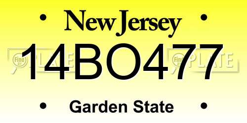14BO477 New Jersey License Plate