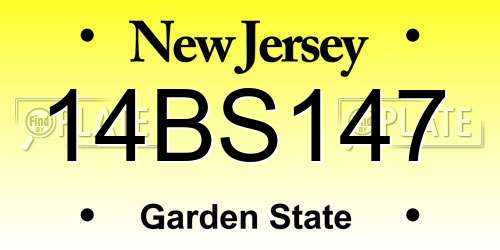 14BS147 New Jersey License Plate