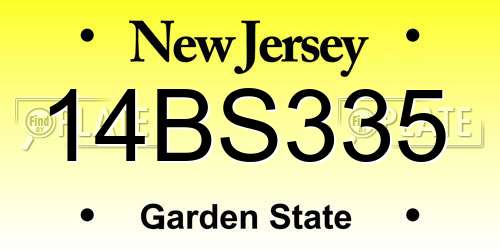 14BS335 New Jersey License Plate