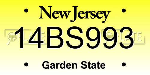 14BS993 New Jersey License Plate