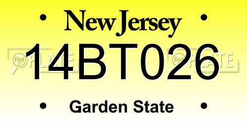 14BT026 New Jersey License Plate
