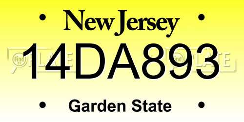 14DA893 New Jersey License Plate