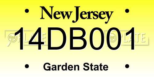 14DB001 New Jersey License Plate